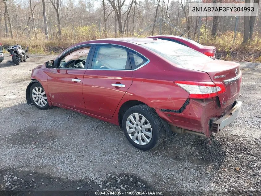 2015 Nissan Sentra Sv VIN: 3N1AB7AP3FY304993 Lot: 40784805