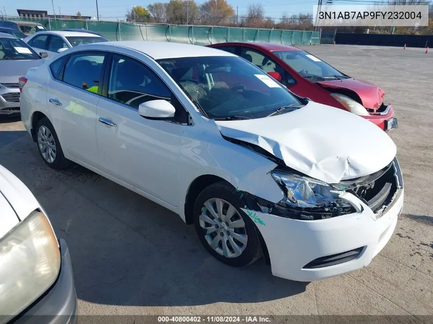 2015 Nissan Sentra S VIN: 3N1AB7AP9FY232004 Lot: 40800402