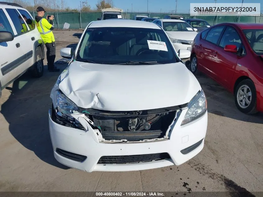 2015 Nissan Sentra S VIN: 3N1AB7AP9FY232004 Lot: 40800402