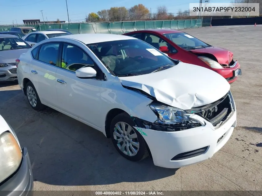 2015 Nissan Sentra S VIN: 3N1AB7AP9FY232004 Lot: 40800402