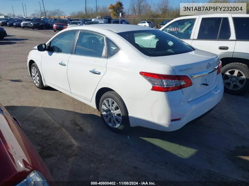 2015 Nissan Sentra S VIN: 3N1AB7AP9FY232004 Lot: 40800402