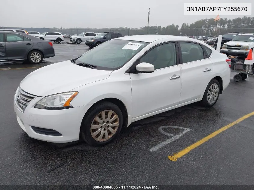 2015 Nissan Sentra S/Sv/Sr/Sl VIN: 3N1AB7AP7FY255670 Lot: 40804605