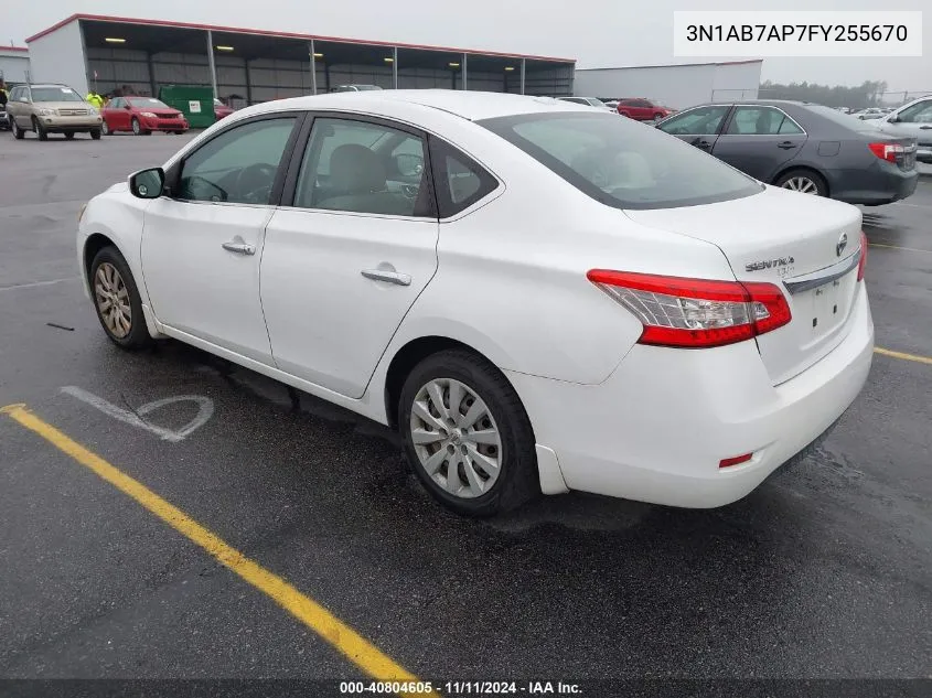 2015 Nissan Sentra S/Sv/Sr/Sl VIN: 3N1AB7AP7FY255670 Lot: 40804605