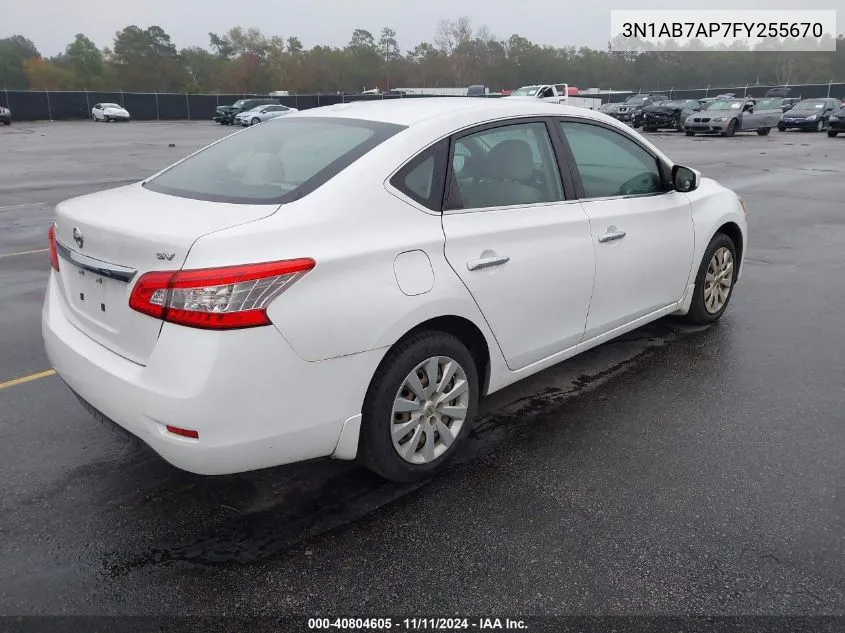 2015 Nissan Sentra S/Sv/Sr/Sl VIN: 3N1AB7AP7FY255670 Lot: 40804605