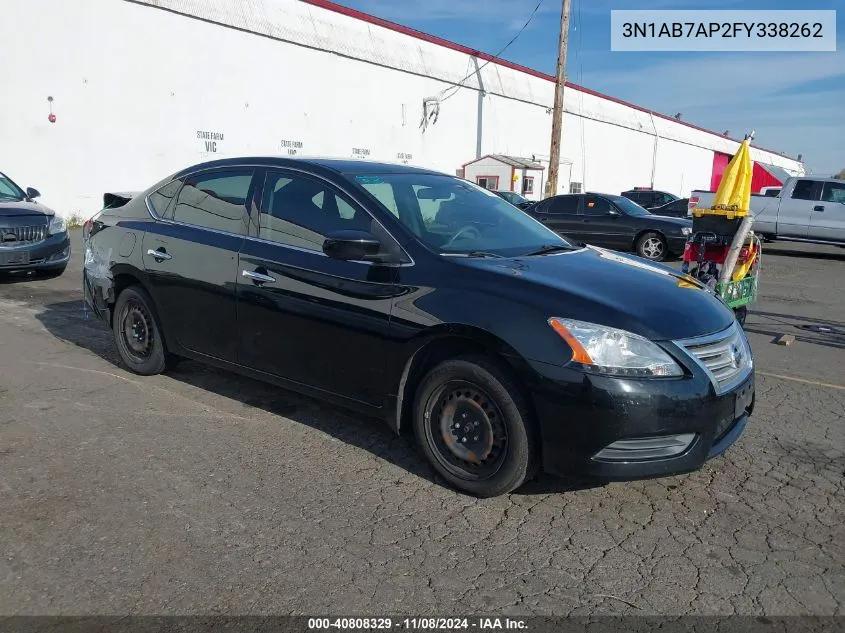 2015 Nissan Sentra S VIN: 3N1AB7AP2FY338262 Lot: 40808329