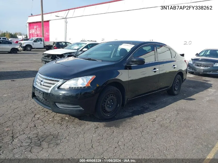 2015 Nissan Sentra S VIN: 3N1AB7AP2FY338262 Lot: 40808329