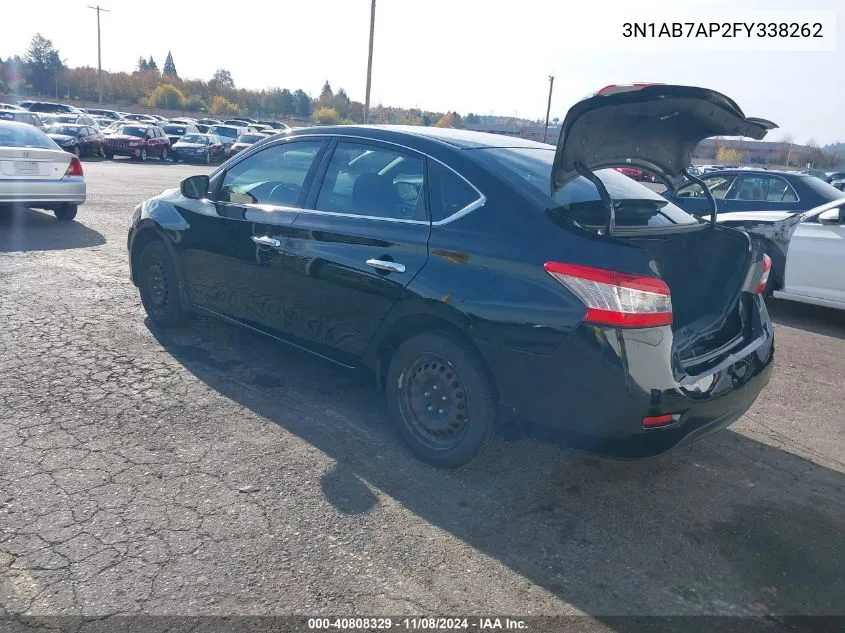 2015 Nissan Sentra S VIN: 3N1AB7AP2FY338262 Lot: 40808329