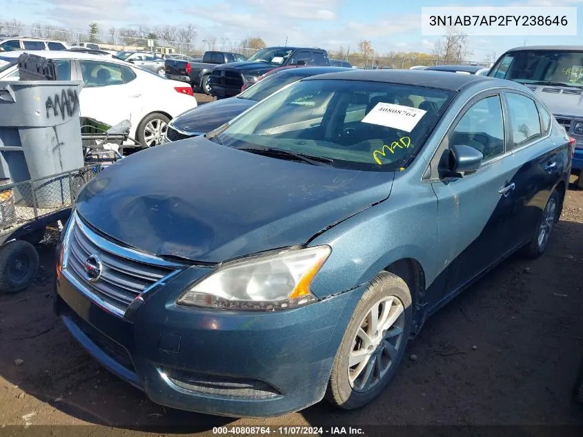 2015 Nissan Sentra Sv VIN: 3N1AB7AP2FY238646 Lot: 40808764