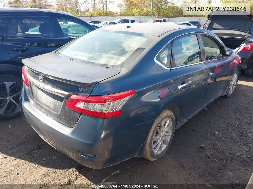 2015 Nissan Sentra Sv VIN: 3N1AB7AP2FY238646 Lot: 40808764