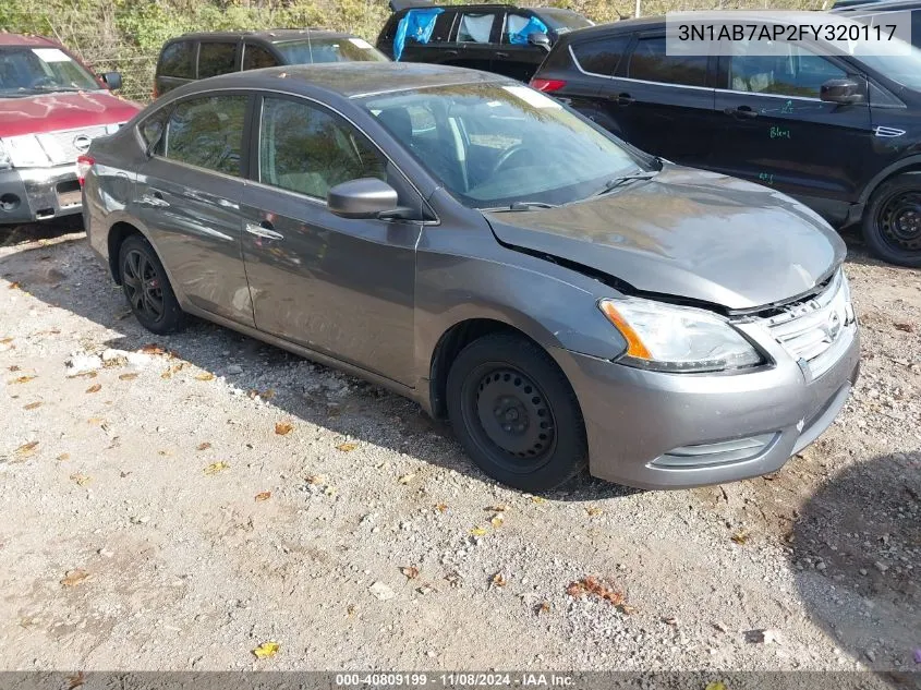 2015 Nissan Sentra S VIN: 3N1AB7AP2FY320117 Lot: 40809199