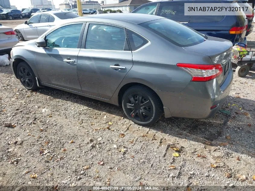 2015 Nissan Sentra S VIN: 3N1AB7AP2FY320117 Lot: 40809199