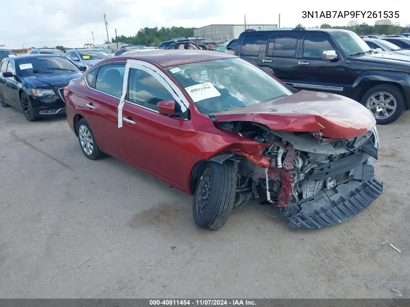 2015 Nissan Sentra Fe+ S/S/Sl/Sr/Sv VIN: 3N1AB7AP9FY261535 Lot: 40811454