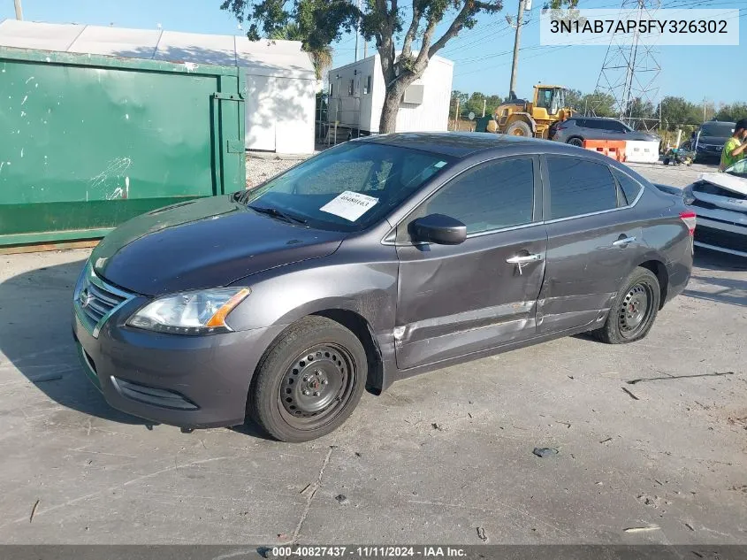 2015 Nissan Sentra Sv VIN: 3N1AB7AP5FY326302 Lot: 40827437