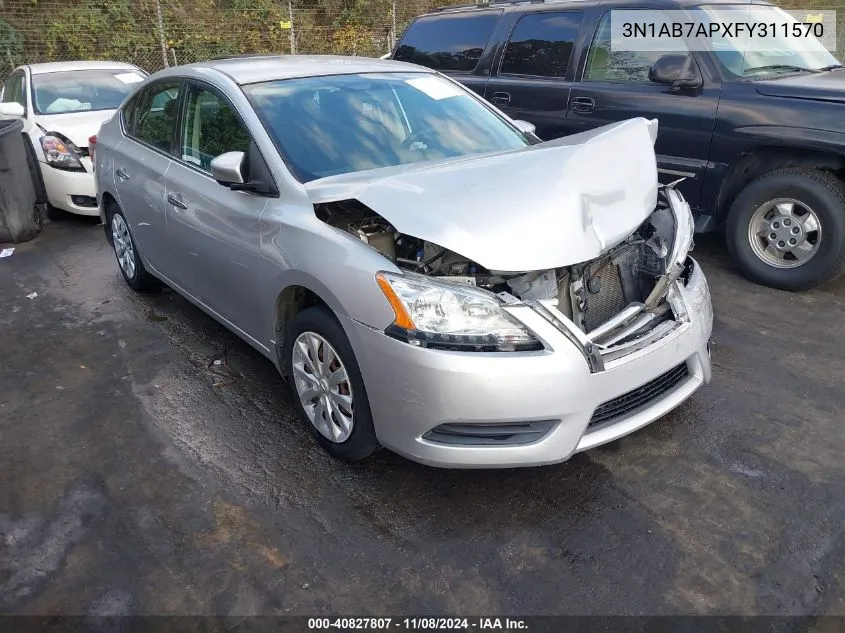 2015 Nissan Sentra S VIN: 3N1AB7APXFY311570 Lot: 40827807