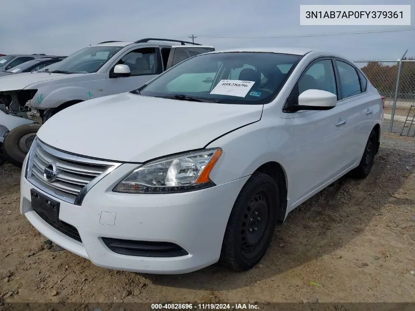 2015 Nissan Sentra S VIN: 3N1AB7AP0FY379361 Lot: 40828696