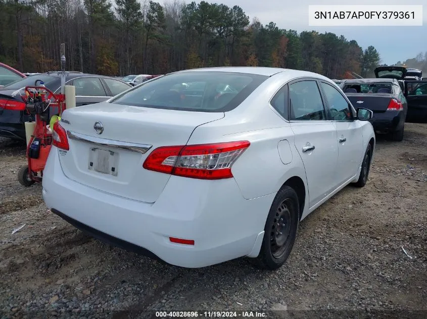 2015 Nissan Sentra S VIN: 3N1AB7AP0FY379361 Lot: 40828696