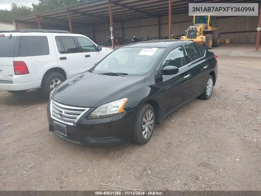 3N1AB7APXFY360994 2015 Nissan Sentra S