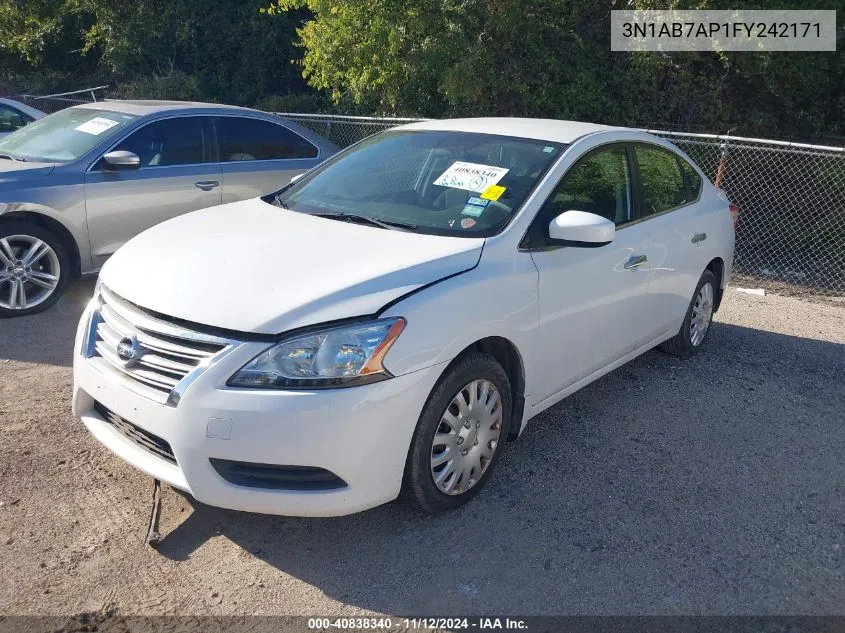 2015 Nissan Sentra Fe+ S/S/Sl/Sr/Sv VIN: 3N1AB7AP1FY242171 Lot: 40838340