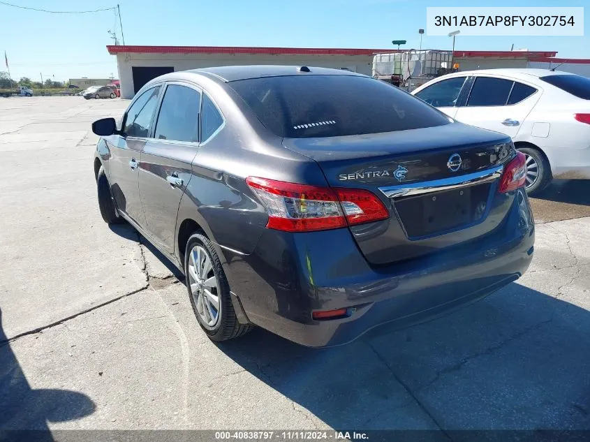 2015 Nissan Sentra Sv VIN: 3N1AB7AP8FY302754 Lot: 40838797