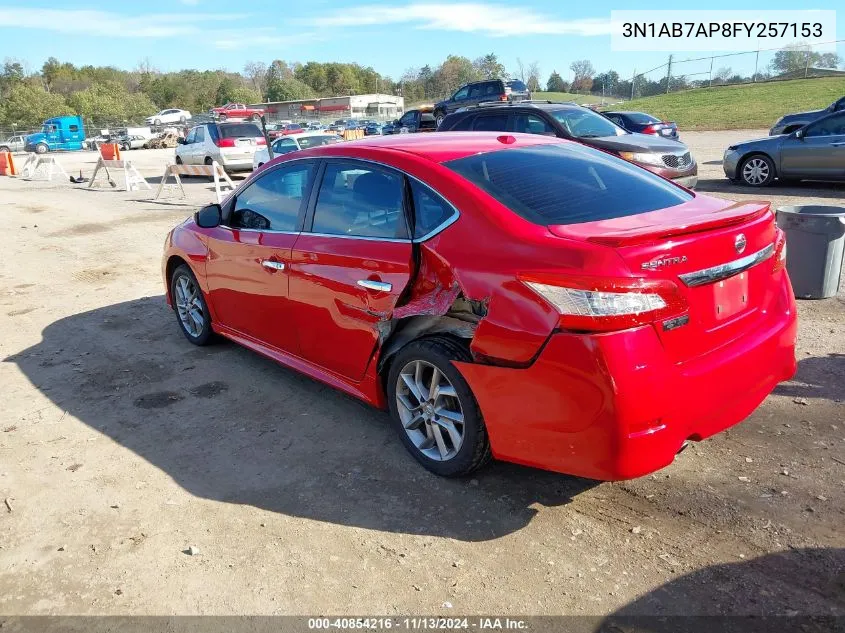 2015 Nissan Sentra Sr VIN: 3N1AB7AP8FY257153 Lot: 40854216