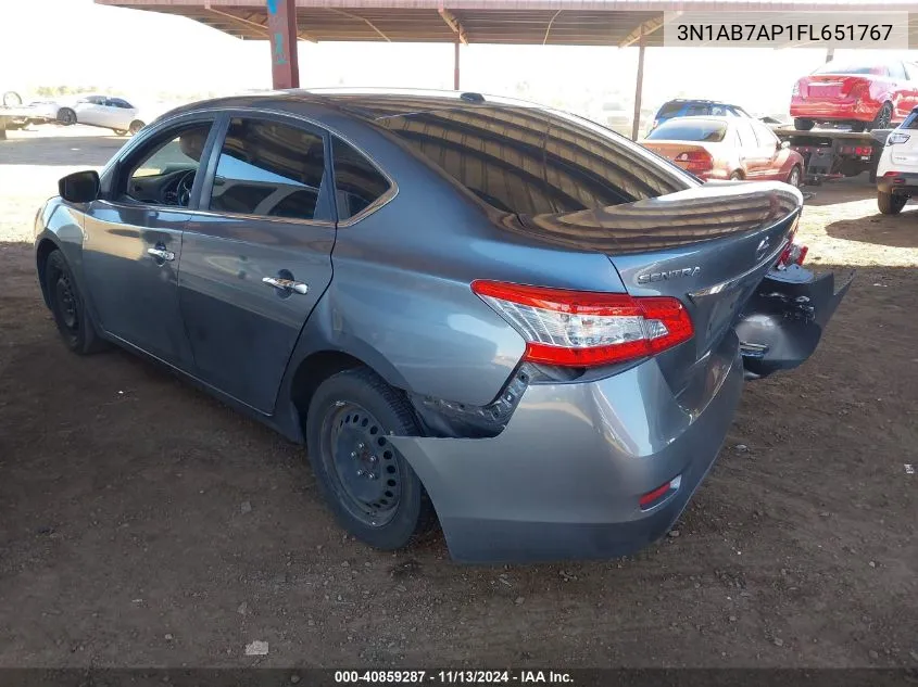 2015 Nissan Sentra Fe+ S/S/Sl/Sr/Sv VIN: 3N1AB7AP1FL651767 Lot: 40859287