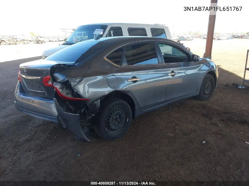 2015 Nissan Sentra Fe+ S/S/Sl/Sr/Sv VIN: 3N1AB7AP1FL651767 Lot: 40859287