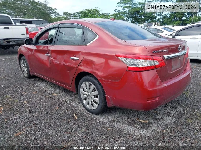 2015 Nissan Sentra Sv VIN: 3N1AB7AP0FY213826 Lot: 40874217