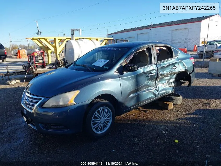 2015 Nissan Sentra Sv VIN: 3N1AB7APXFY242265 Lot: 40894145