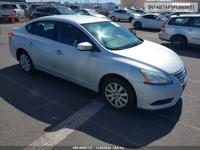 2015 Nissan Sentra Fe+ S/S/Sl/Sr/Sv VIN: 3N1AB7AP9FL665951 Lot: 40897737