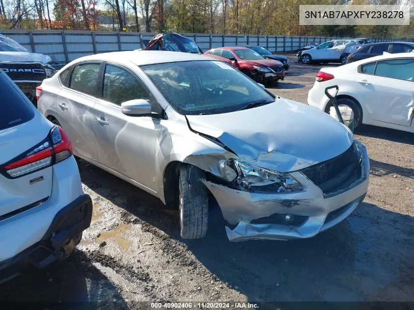 2015 Nissan Sentra Sl VIN: 3N1AB7APXFY238278 Lot: 40902406