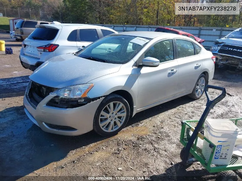 2015 Nissan Sentra Sl VIN: 3N1AB7APXFY238278 Lot: 40902406