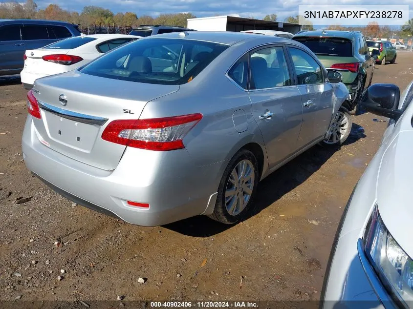 2015 Nissan Sentra Sl VIN: 3N1AB7APXFY238278 Lot: 40902406