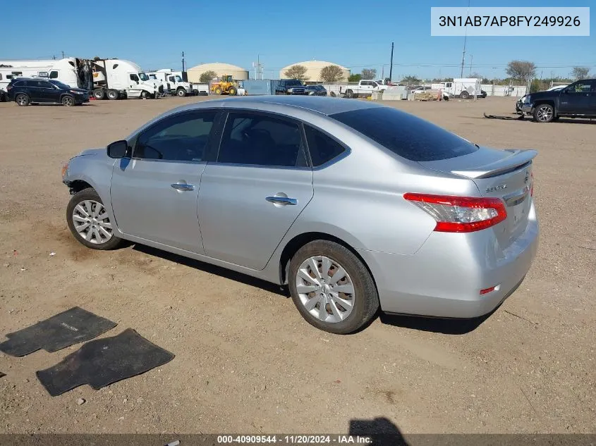 2015 Nissan Sentra S VIN: 3N1AB7AP8FY249926 Lot: 40909544