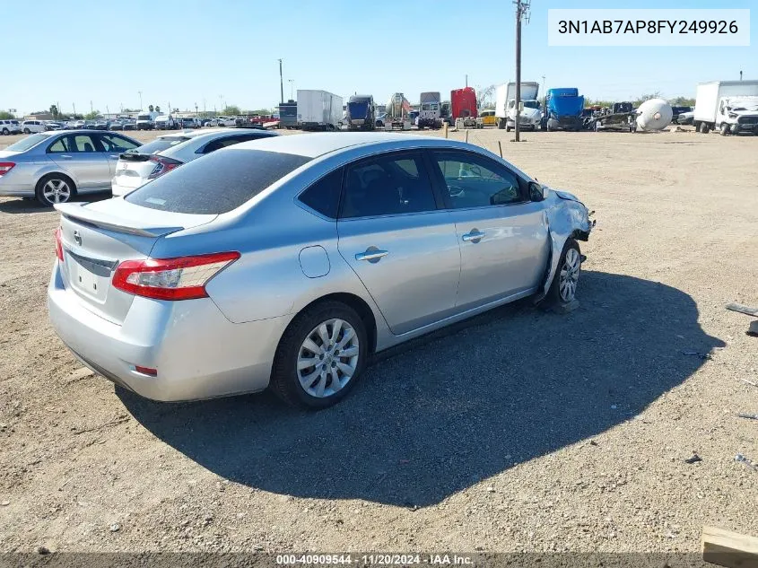 2015 Nissan Sentra S VIN: 3N1AB7AP8FY249926 Lot: 40909544