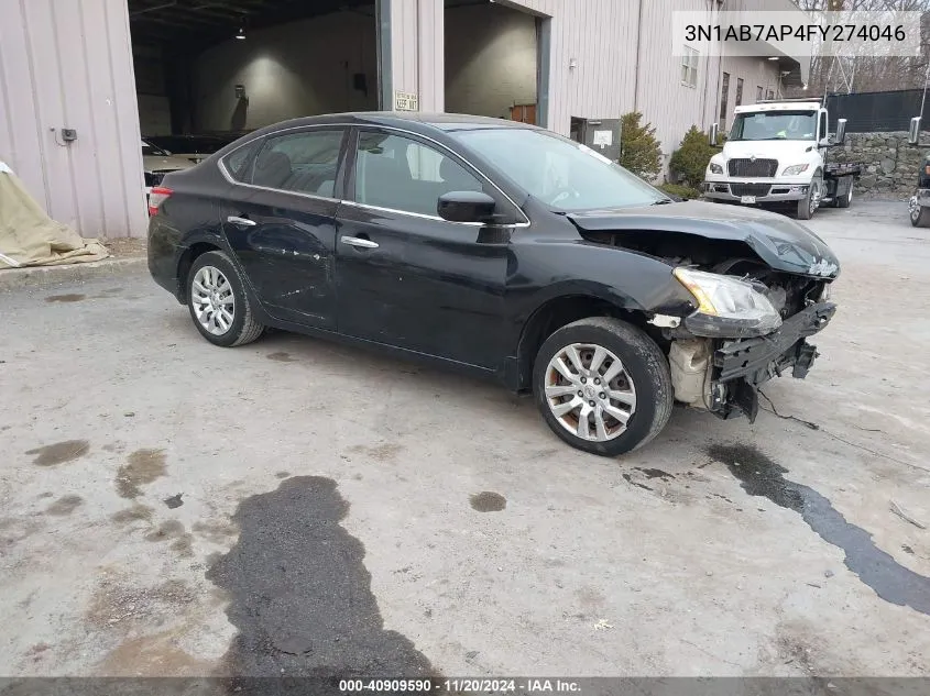 2015 Nissan Sentra S VIN: 3N1AB7AP4FY274046 Lot: 40909590