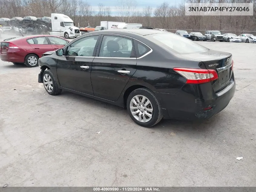 2015 Nissan Sentra S VIN: 3N1AB7AP4FY274046 Lot: 40909590