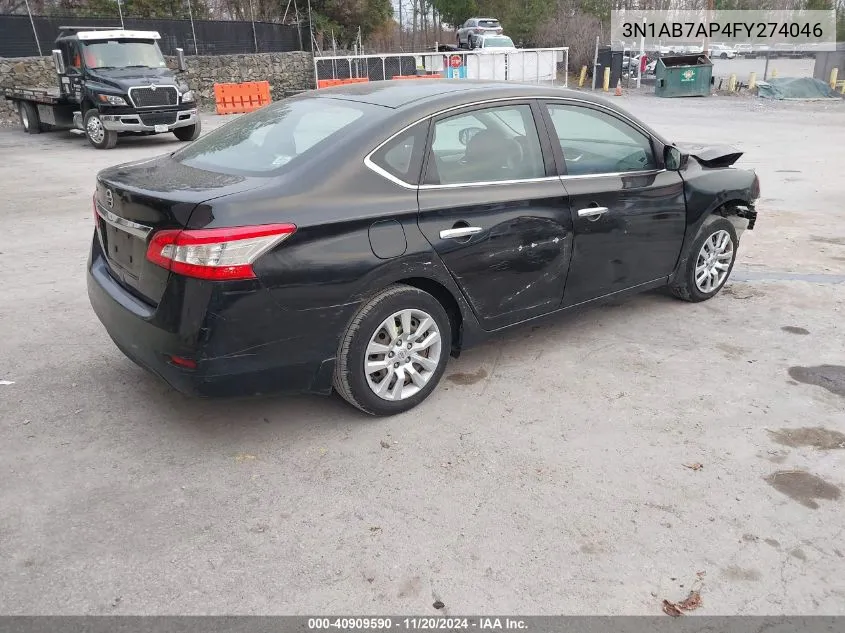 2015 Nissan Sentra S VIN: 3N1AB7AP4FY274046 Lot: 40909590