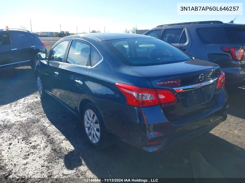 2016 Nissan Sentra VIN: 3N1AB7AP6GL646257 Lot: 12148864