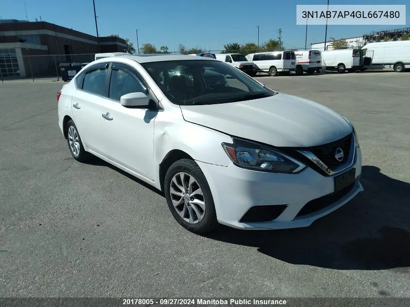 2016 Nissan Sentra 1.8 Sv VIN: 3N1AB7AP4GL667480 Lot: 20178005