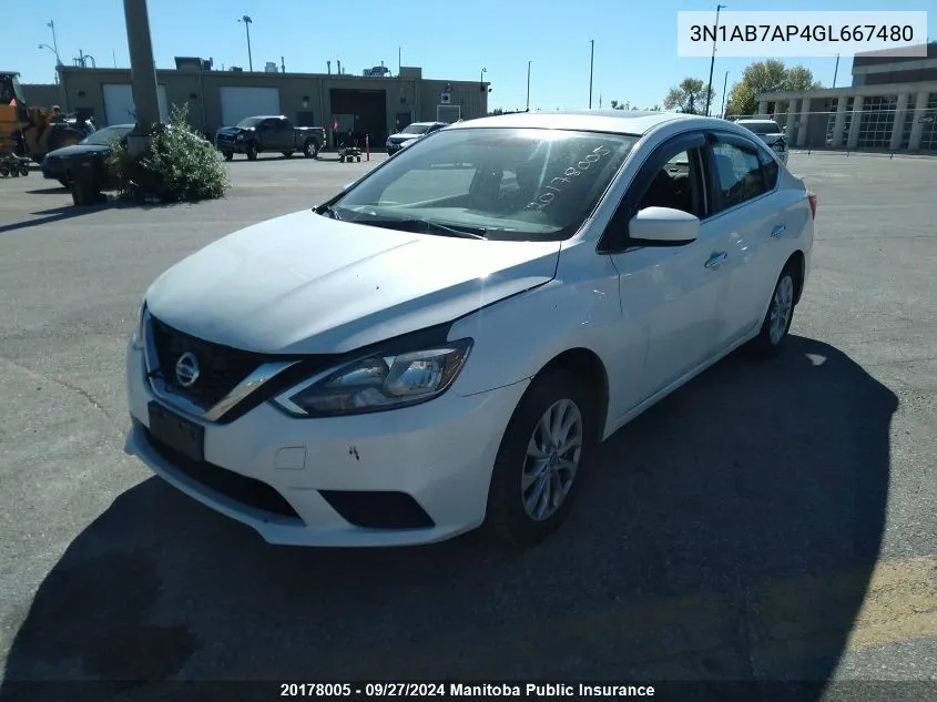 2016 Nissan Sentra 1.8 Sv VIN: 3N1AB7AP4GL667480 Lot: 20178005