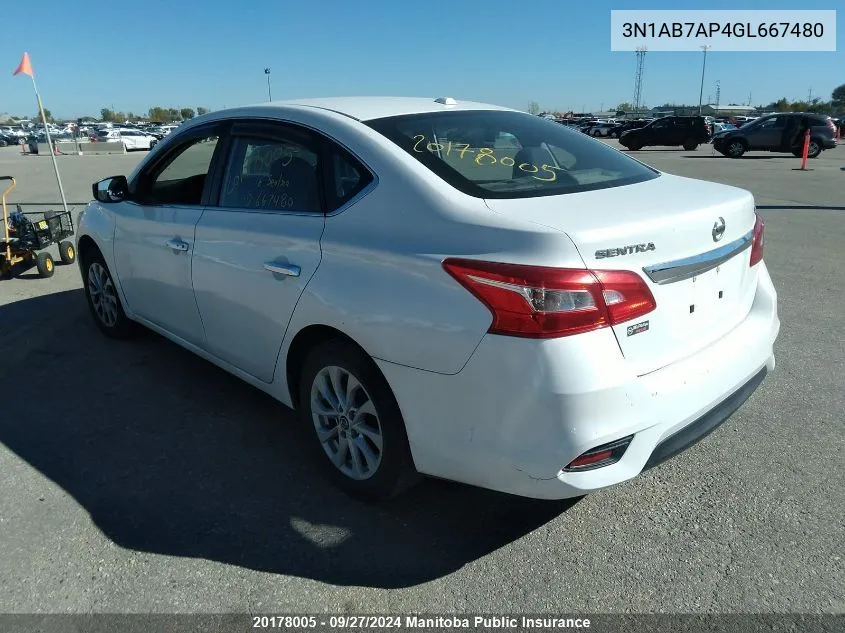 2016 Nissan Sentra 1.8 Sv VIN: 3N1AB7AP4GL667480 Lot: 20178005