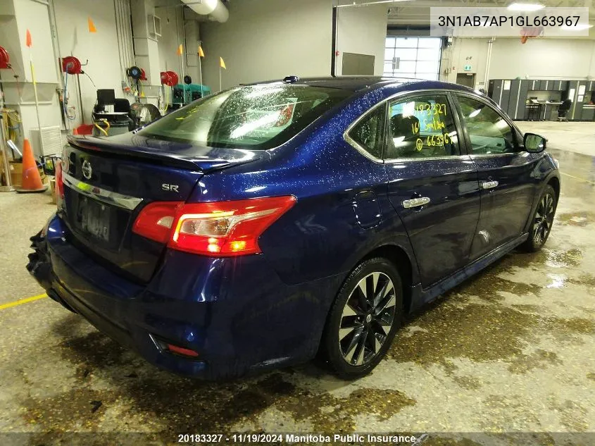 2016 Nissan Sentra 1.8 Sr VIN: 3N1AB7AP1GL663967 Lot: 20183327