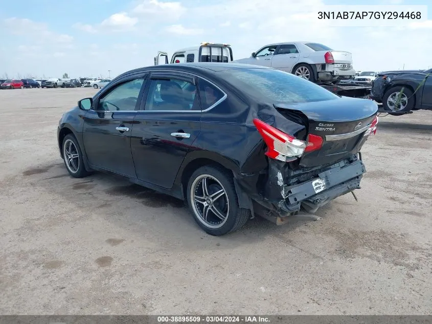 2016 Nissan Sentra S VIN: 3N1AB7AP7GY294468 Lot: 38895509