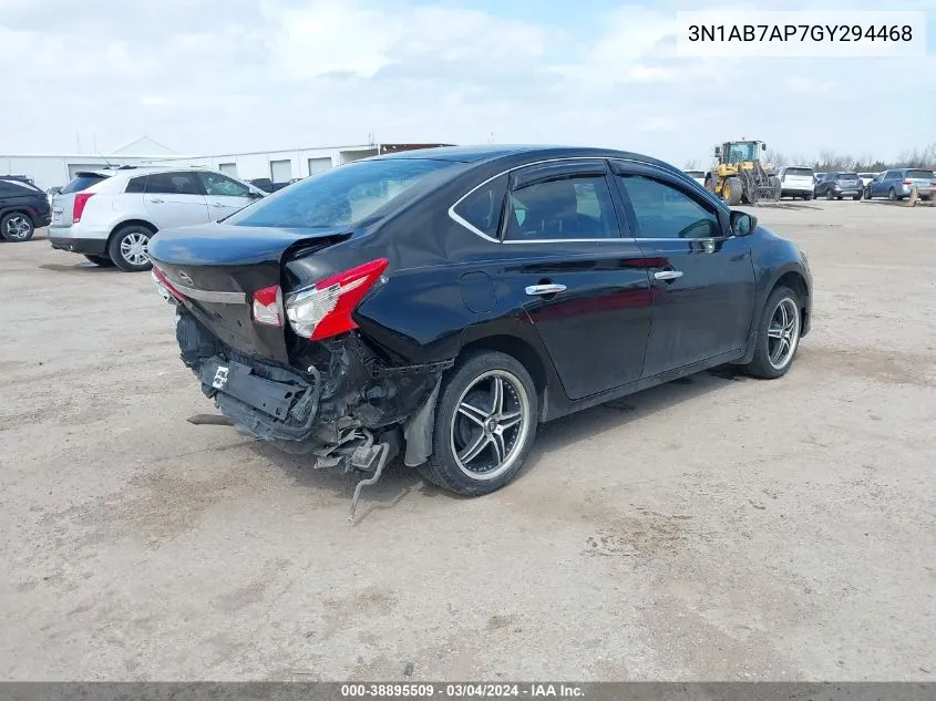 2016 Nissan Sentra S VIN: 3N1AB7AP7GY294468 Lot: 38895509