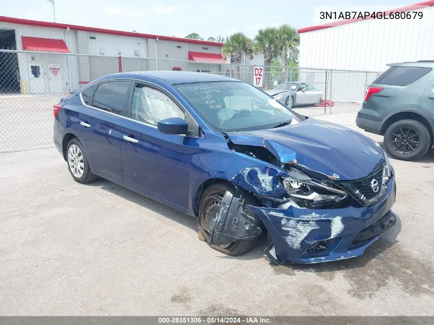 2016 Nissan Sentra Sv VIN: 3N1AB7AP4GL680679 Lot: 39351306