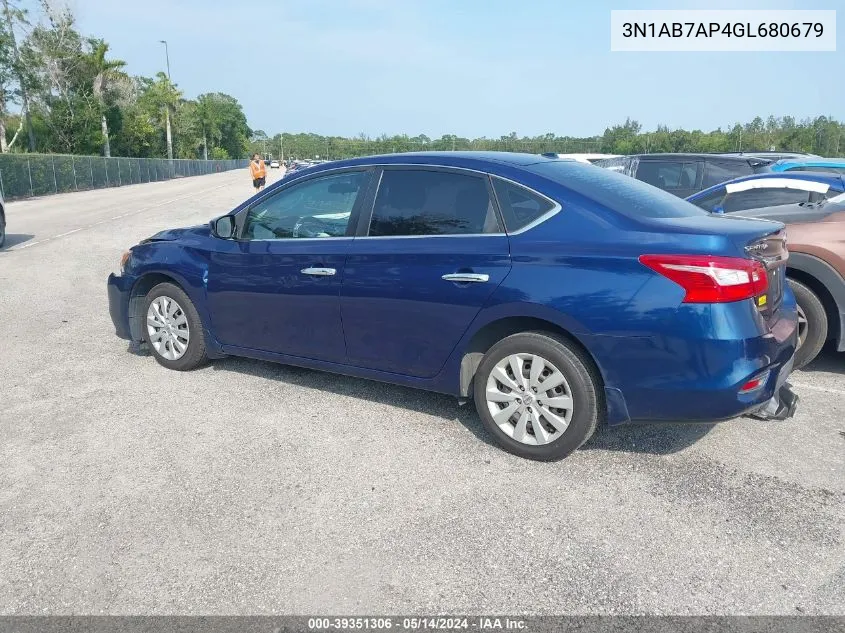 2016 Nissan Sentra Sv VIN: 3N1AB7AP4GL680679 Lot: 39351306