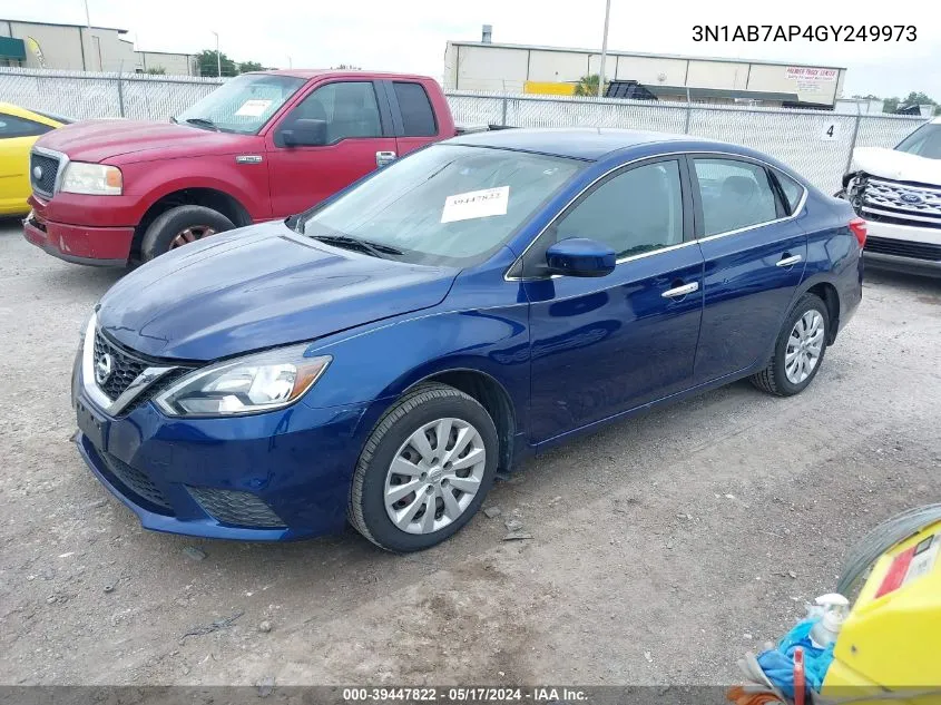 2016 Nissan Sentra Sv VIN: 3N1AB7AP4GY249973 Lot: 39447822