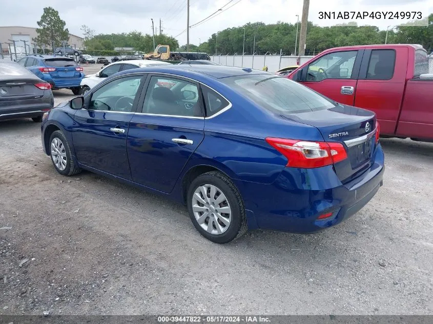 2016 Nissan Sentra Sv VIN: 3N1AB7AP4GY249973 Lot: 39447822