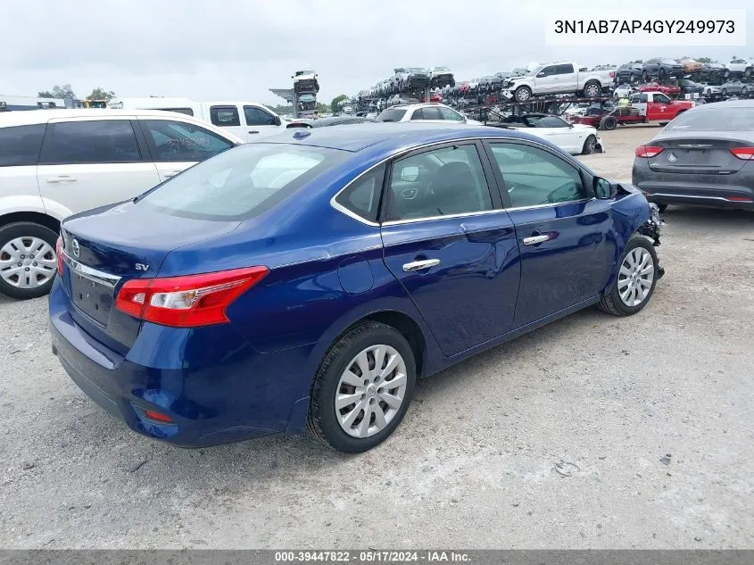 2016 Nissan Sentra Sv VIN: 3N1AB7AP4GY249973 Lot: 39447822