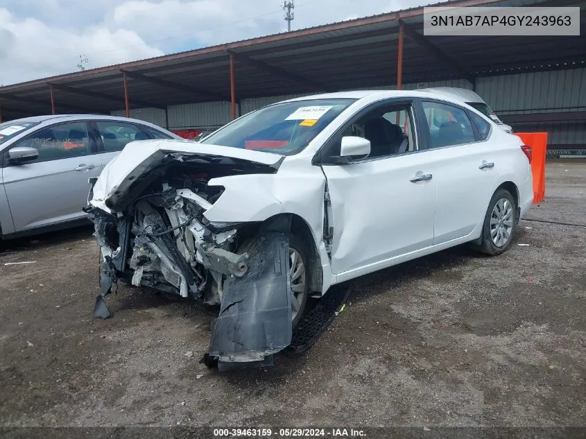 2016 Nissan Sentra Fe+ S VIN: 3N1AB7AP4GY243963 Lot: 39463159